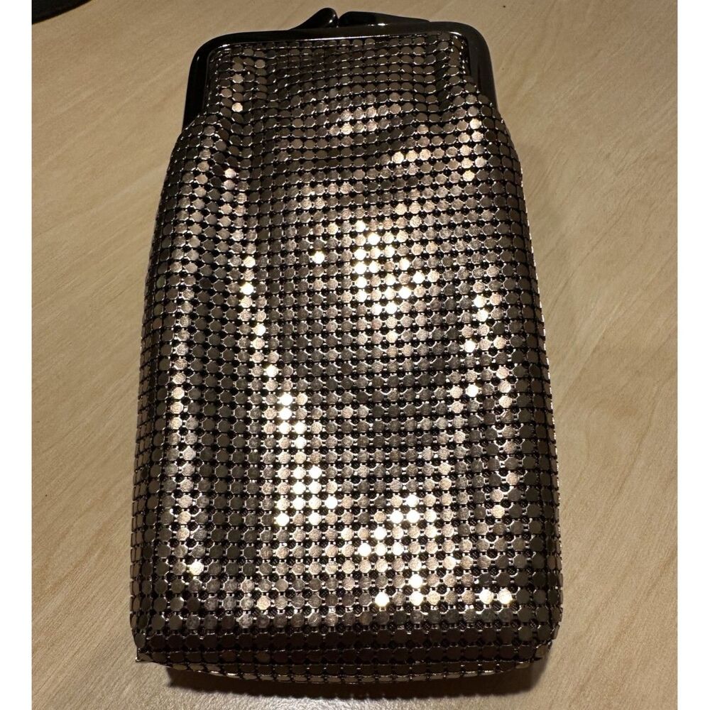 Vintage Whiting and Davis Bronze Metal Mesh Kiss Lock Pouch Case Cigarette